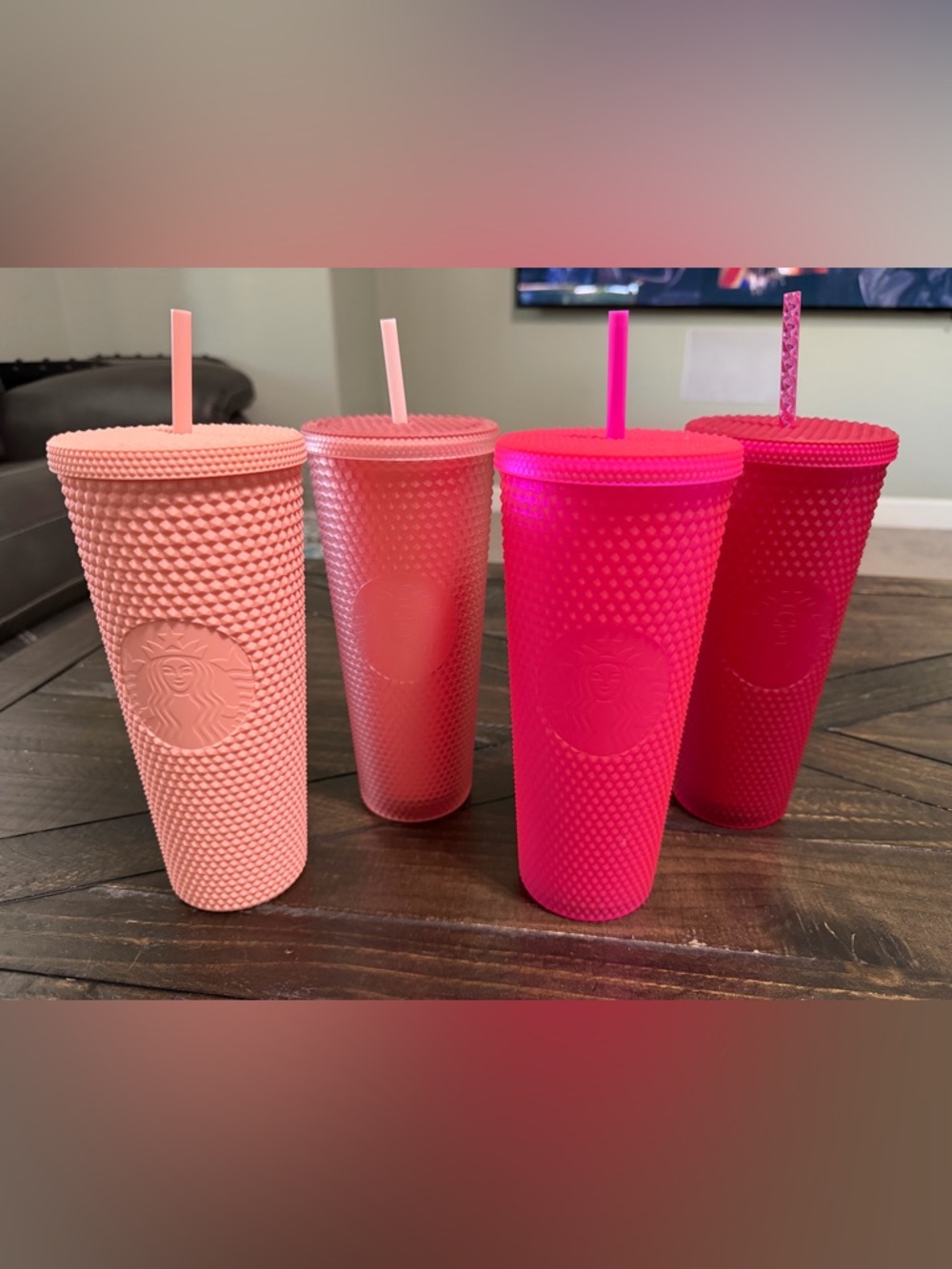 Starbucks Matte Pink Studded Tumblers, set of 4, 24oz